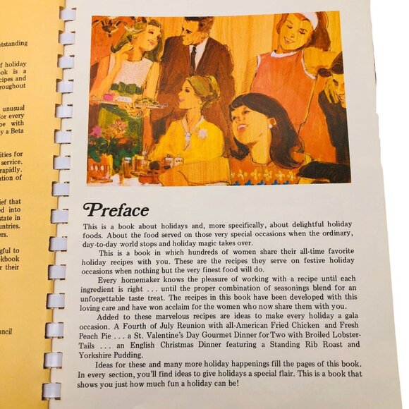 Vtg 70s Holiday Cookbook Beta Sigma Phi International Illustrated Softcover - Picture 6 of 11